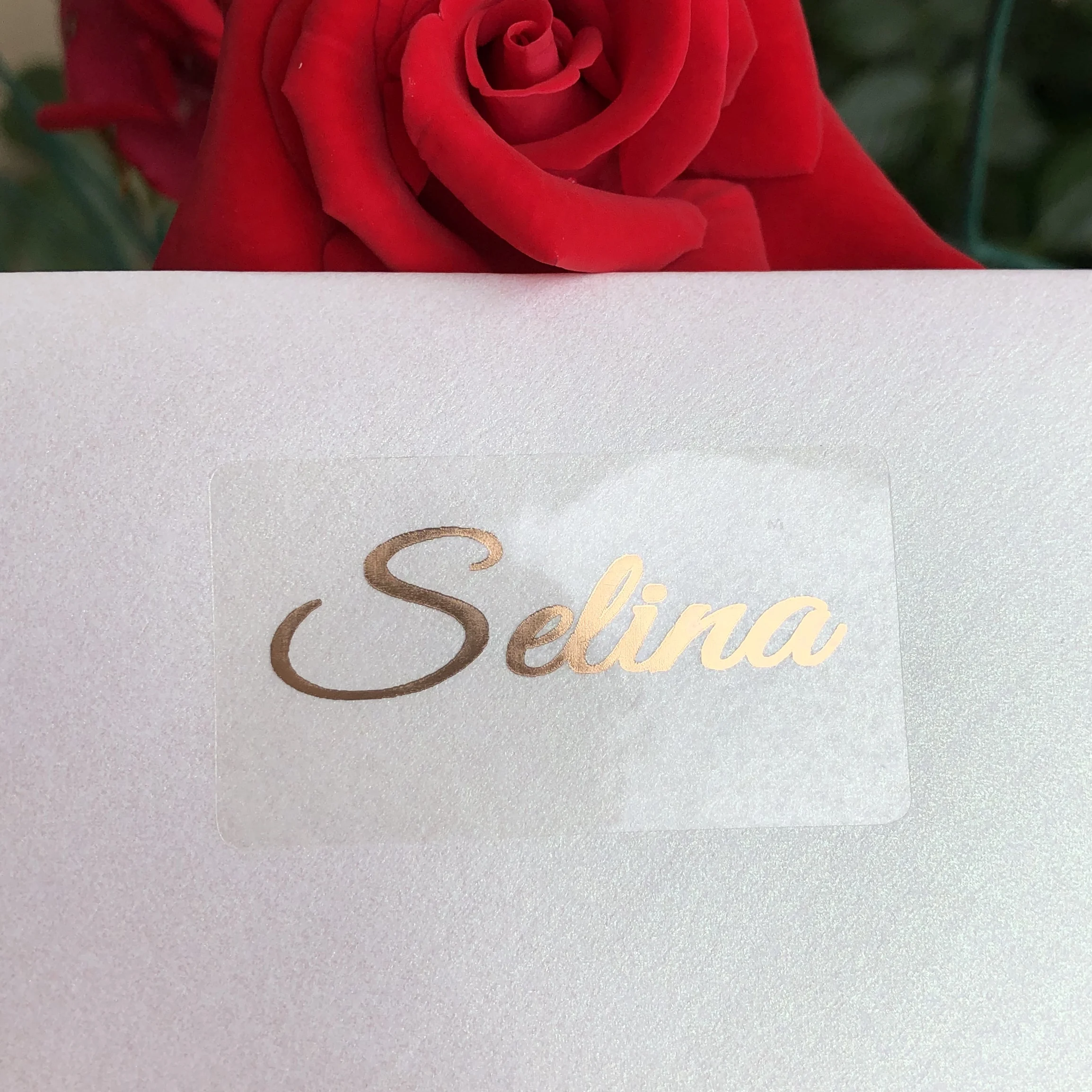 Розовое золото Персонализированные Имя Наклейки бутылки воды прозрачные