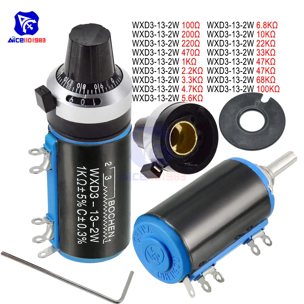 WXD3-13-2W проволочный потенциометр сопротивление 100R 470R 1 K 4,7 K 6,8 K 10 K 22 K 47 K 100KΩ Ом 10 превращает линейный роторный потенциометр