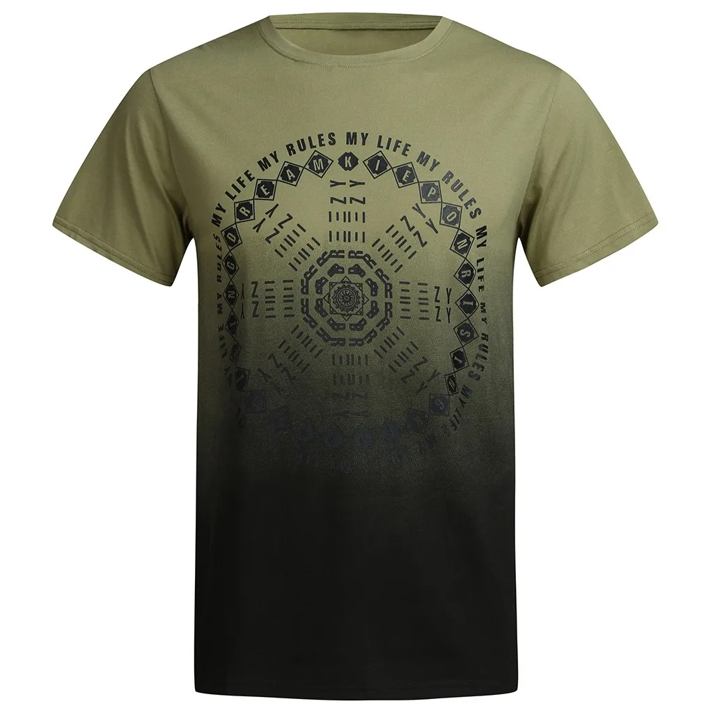 Модная футболка градиентного цвета для мужчин с короткими рукавами фитнеса