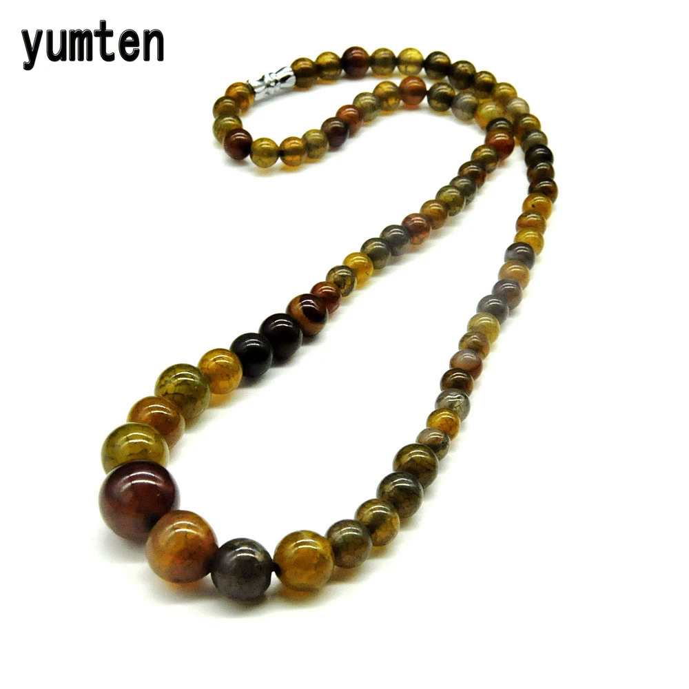 Yumten янтарь зеленый природа 6 мм-14 мм круглые агатовые бусины Кристалл камни