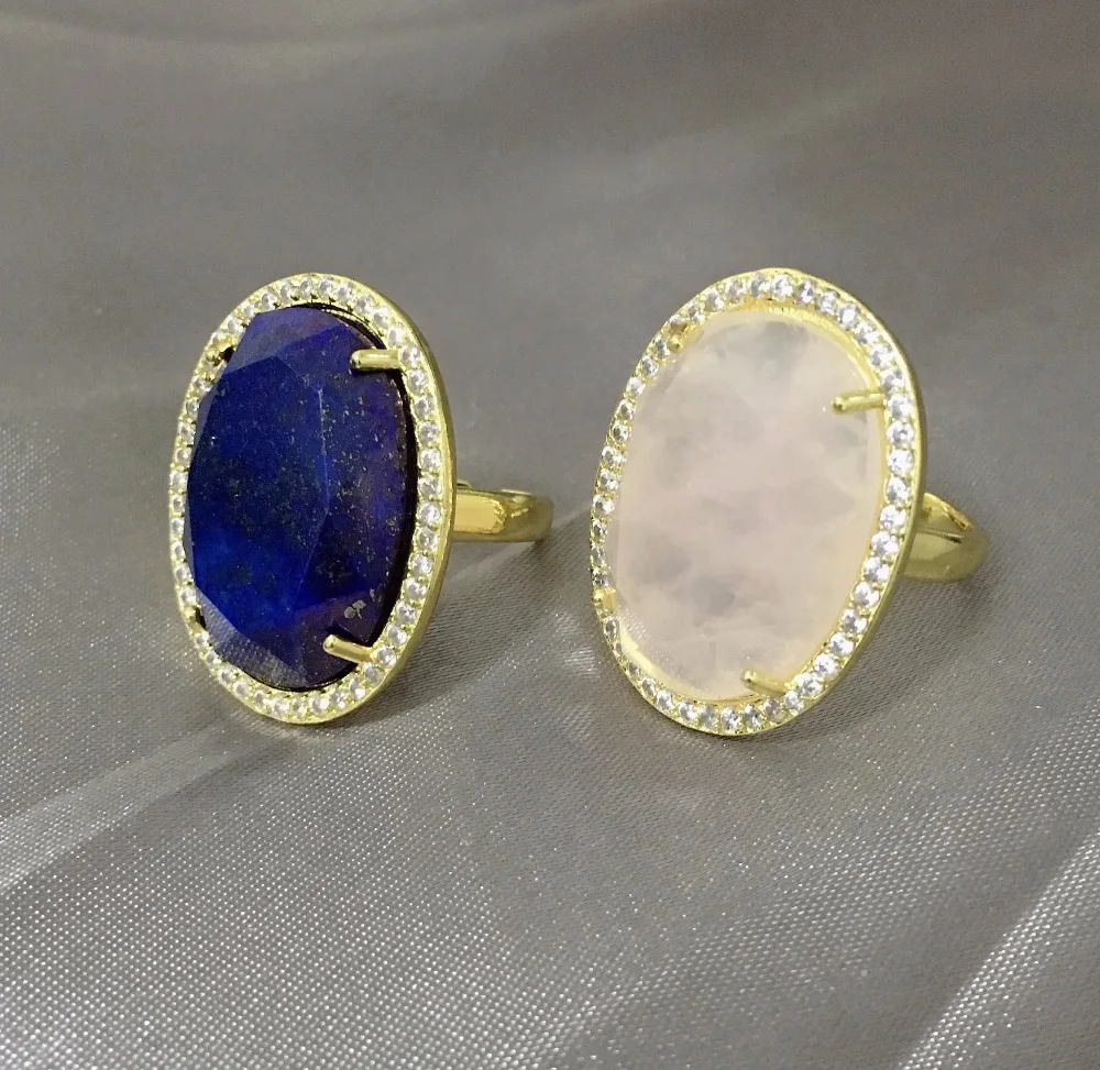 ЦИРКОНИЕВЫЕ кольца из фианита натурального лазурита опал Кварц Регулируемый