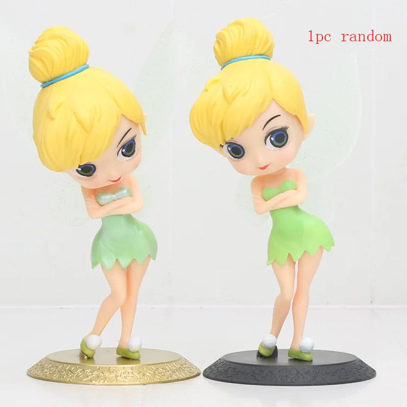 1pcs tinkbell random Q Posket Белоснежка Принцесса Кукла Белоснежка Принцесса Белль ПВХ фигурка модель украшения торта топперы для торта на день рождения - Цвет: 1pcs tinkbell random
