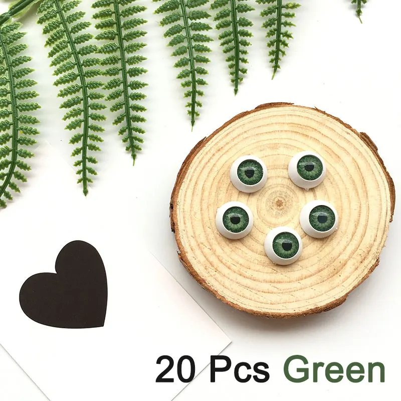 20 pcs green 20 шт./лот, 12 мм, кукольные глаза, круглые акриловые глаза для поделок своими руками, куклы-медведи, разноцветные пластиковые куклы, аксессуары для глаз - Цвет: 20 pcs green