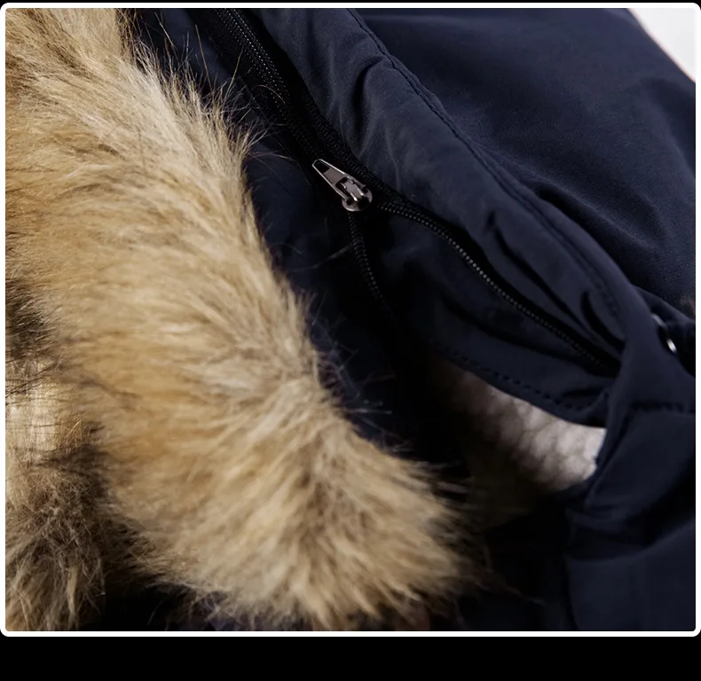 Мужская теплая длинная куртка зимняя Свободная с меховым воротником и капюшоном