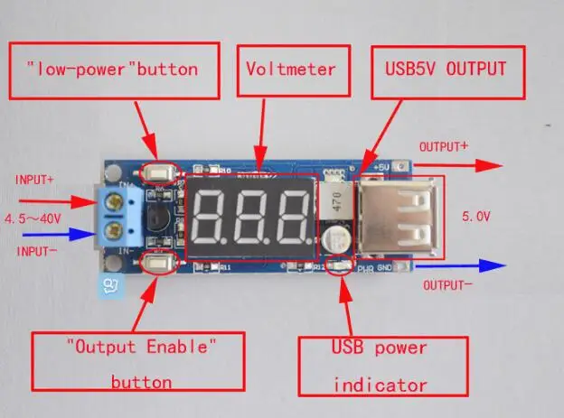 2 шт. Модули источника питания постоянного тока Вольтметр для бортовой батареи + 5
