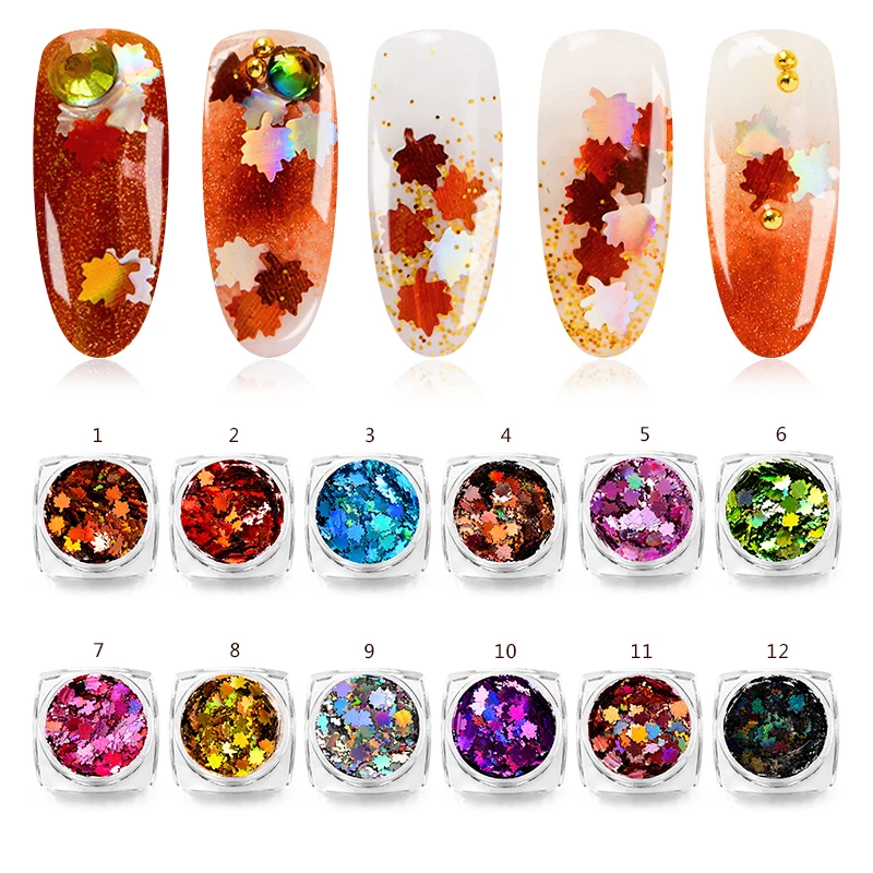 Ноготь маникюрный-разные размеры Блестящий кленовый голографический Серебряный