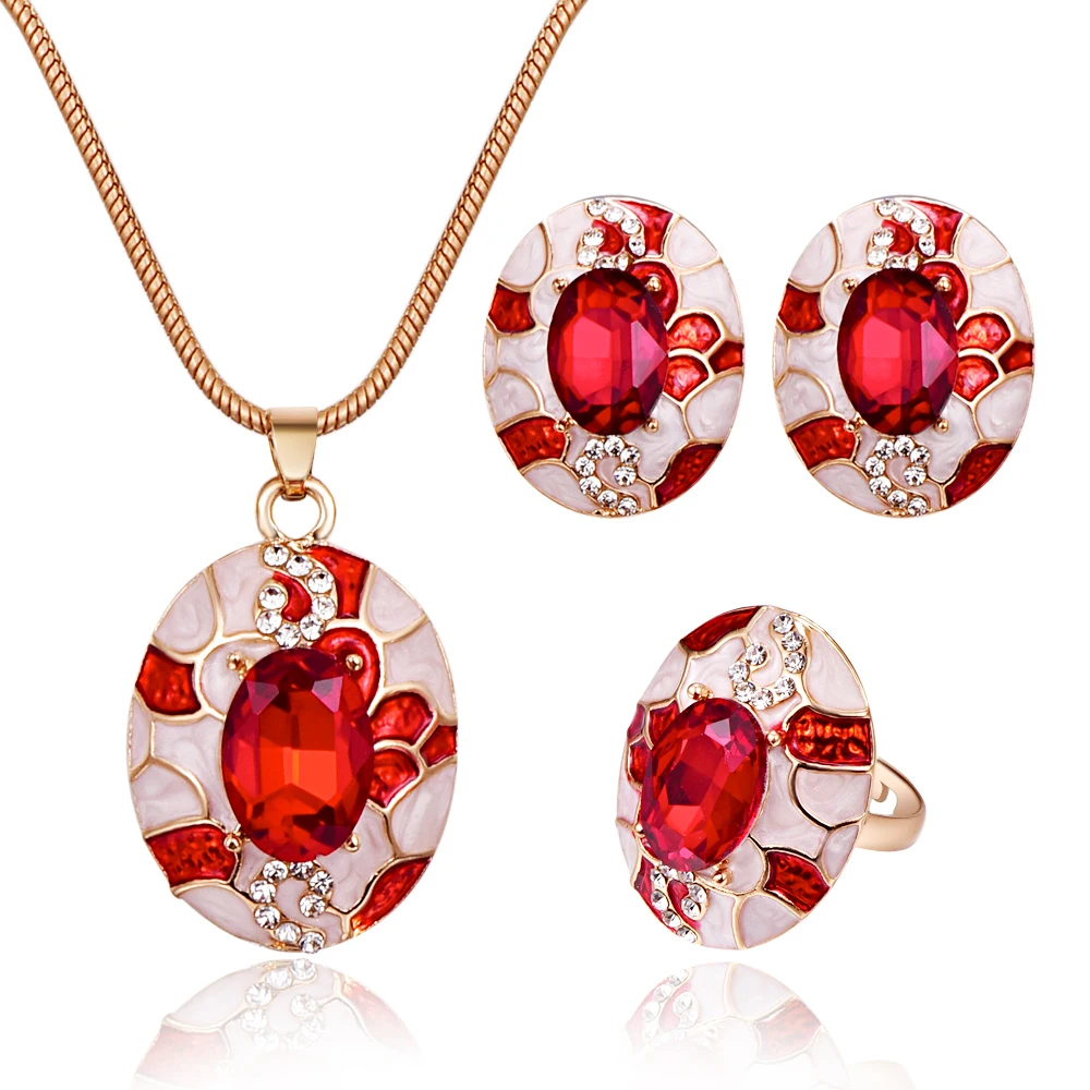 Модный Красочный Кристалл креативный Узор Ювелирные наборы темперамент женские