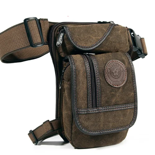 Brown Canvas Высококачественная холщовая/нейлоновая сумка для ног поясная Поясная Сумка пояс бедра ягодицы Военная дорожная мотоциклетная мужская сумка для езды на бедрах - Цвет: Brown Canvas