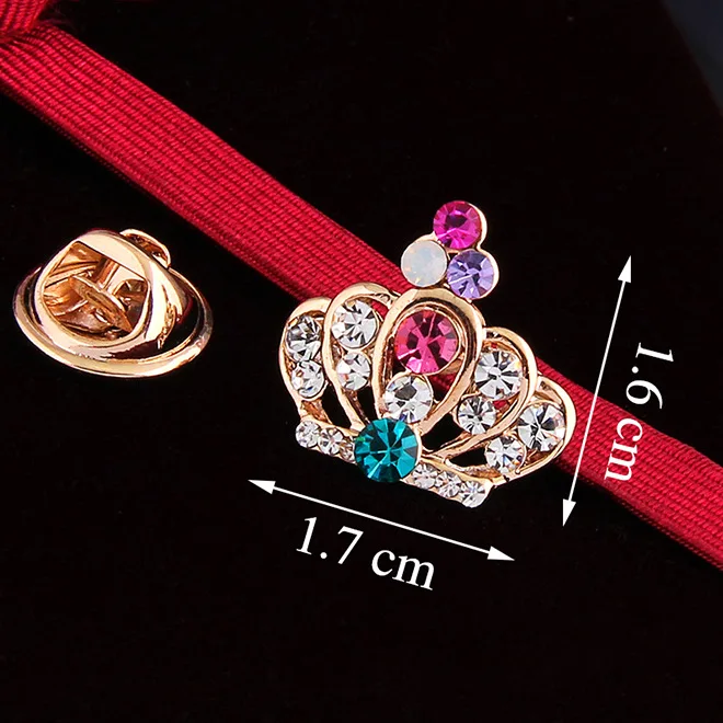 Crown 2 шт./лот, маленький размер, броши для галстука, булавка для двухсторонней рубашки, воротника, опал, роза, цветок, корона, рыба, кость, лиса, Бабочка, глаз - Окраска металла: Crown
