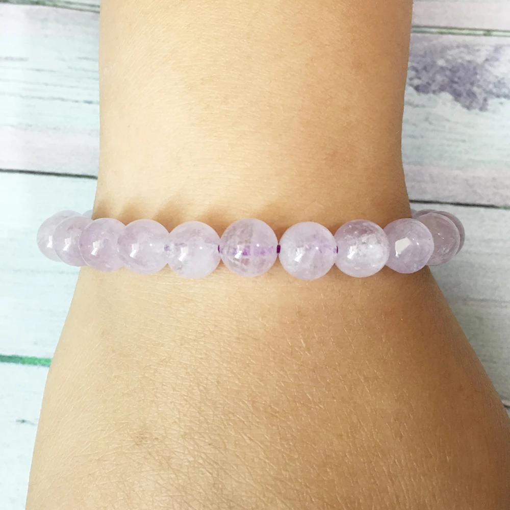 MG0501 New Arrivals Design Lavender Purple Crystal Bracelet Women`s Natural Stone Inviting Love Heart Chakra | Украшения и