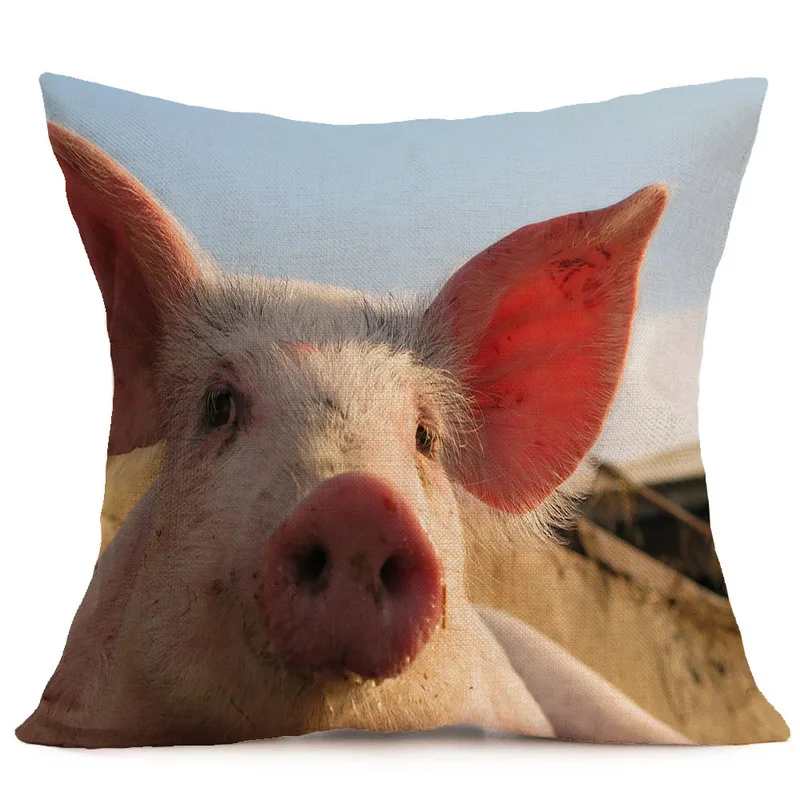 Изготовленный на заказ милый поросенок хлопок лен домашний наволочка для