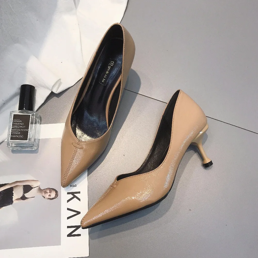Fashion Pumps Women 2019 Spring Autumn Pointed Toe 6 cm Thin High Heels Office Ladies Shoes Zapatos Mujer Beige Black Nude | Обувь