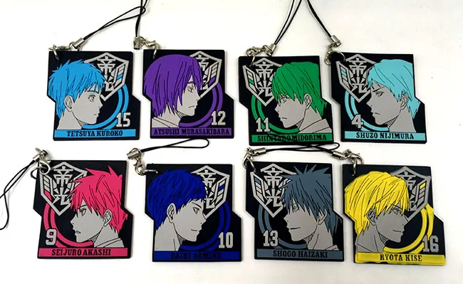 8 шт./лот, силиконовая цепочка для ключей в стиле японского Аниме Kuroko No Basketball