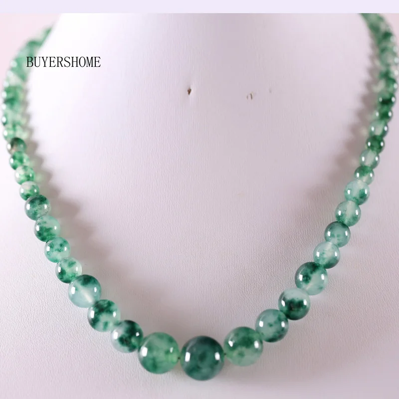 Green Jade Модные ювелирные изделия, натуральные круглые бусины, зеленый авантюрин, голубой Азурит, розовый кристалл, оникс, содалитенечное кружево, 18 дюймов, 1 шт - Окраска металла: Green Jade