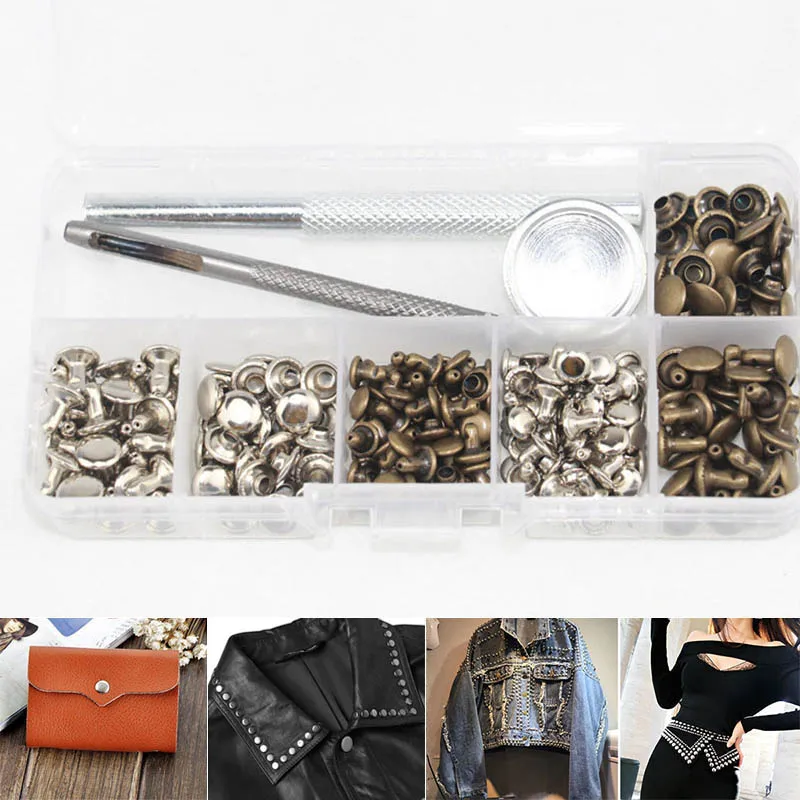 120 наборов кожанные ремесленные ремонтные двойные крышки заклепки трубчатые