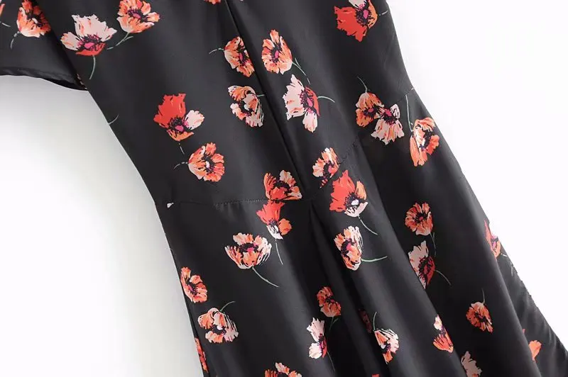 Flabbit Женские винтажные v шеи с коротким рукавом цветочным принтом повседневные