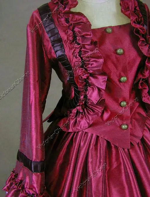 Гражданская война Викторианский 2-шт день платье вампира атласное Театр костюм