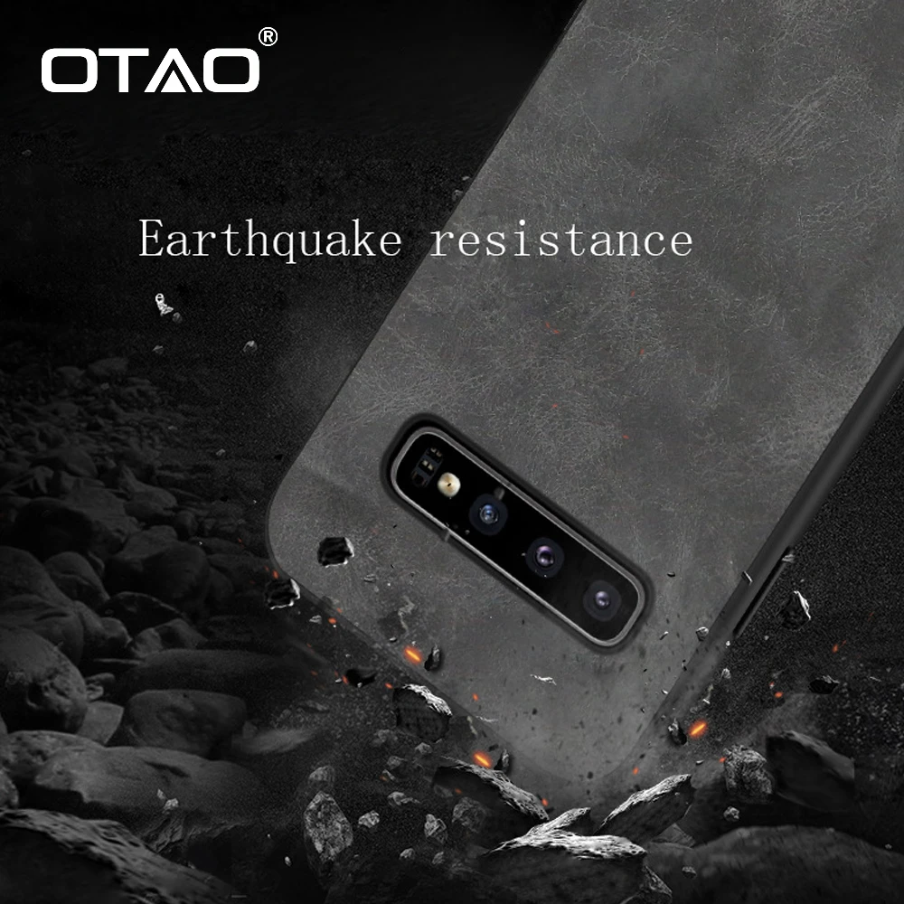 OTAO Retro PU Leather Phone Case For Samsung Galaxy S10 Lite S9 S8 Plus Note 8 9 S10e Shockproof Cases Solid Color Back Cover |