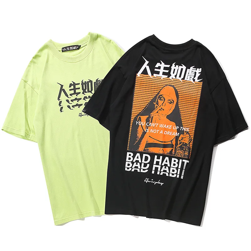 Забавные курить монахиня печатных футболки уличная для мужчин Harajuku Хип Хоп