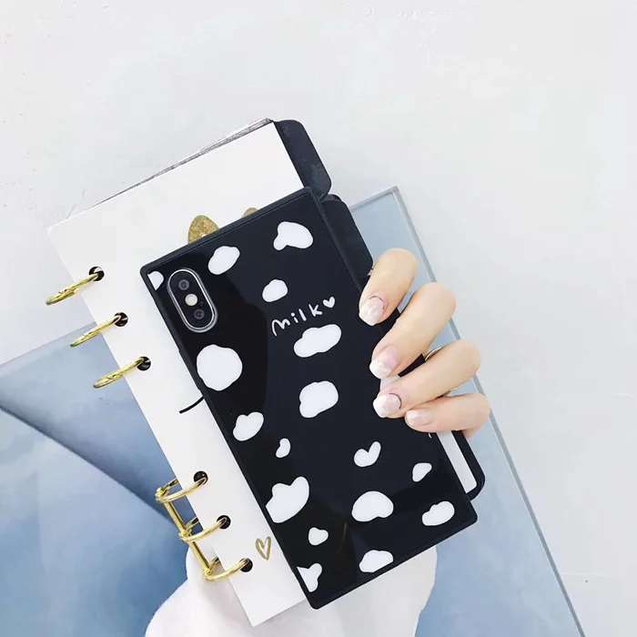 GlamPhoneCase квадратный молочный узор чехол для телефона iphone X 8 plus 7 7plus 6 6plus 6S + мягкая