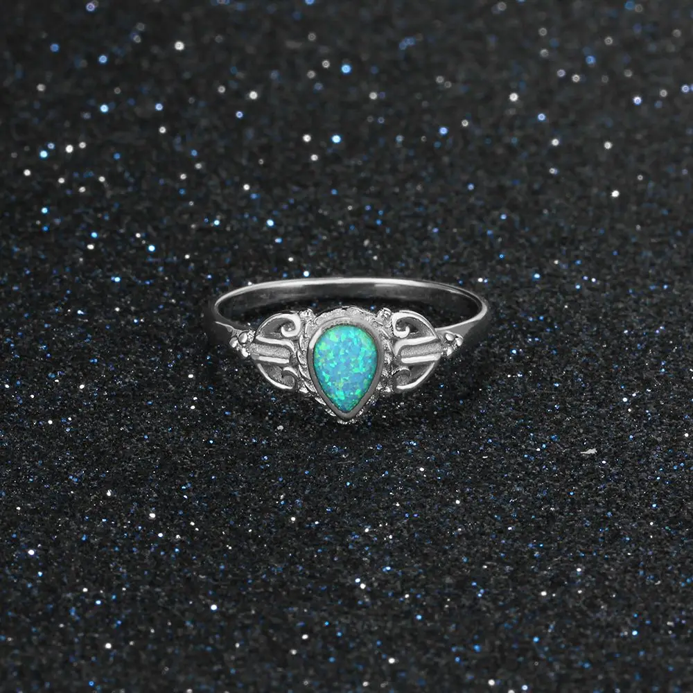 Женское кольцо из серебра 925 пробы с голубым опалом|stone ring|fashion rings womenring women |