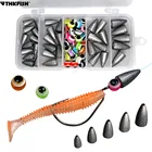 64 шт., набор рыболовных снастей из Техаса, рыболовные принадлежности, грузило, рыбий глаз, бусы, рыболовные снасти, коробка, набор для поделок