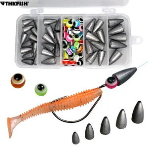 64 шт., набор рыболовных снастей из Техаса, рыболовные принадлежности, грузило, рыбий глаз, бусы, рыболовные снасти, коробка, набор для поделок