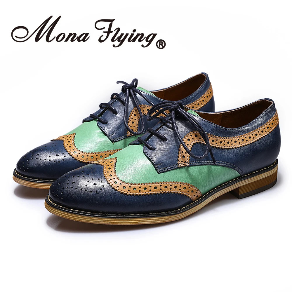 Mona flying/женские кожаные Разноцветные Туфли-оксфорды на шнуровке с перфорацией типа «броги»; туфли дерби; женские B098-01