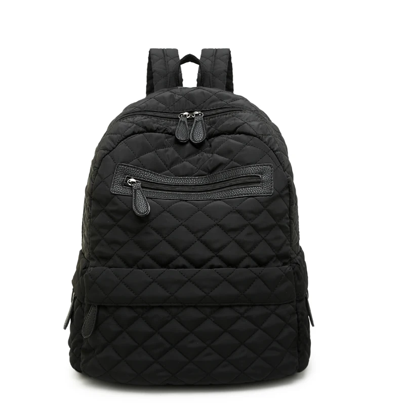 Black Mochilas mujer женские школьные рюкзаки с ромбовидной решеткой для девочек-подростков, модный рюкзак, дизайнерский бренд - Цвет: Black
