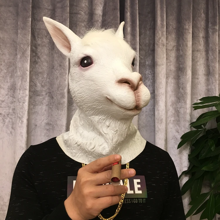 Новинка костюм на Хэллоуин альпака латексная маска для головы животных Альпака