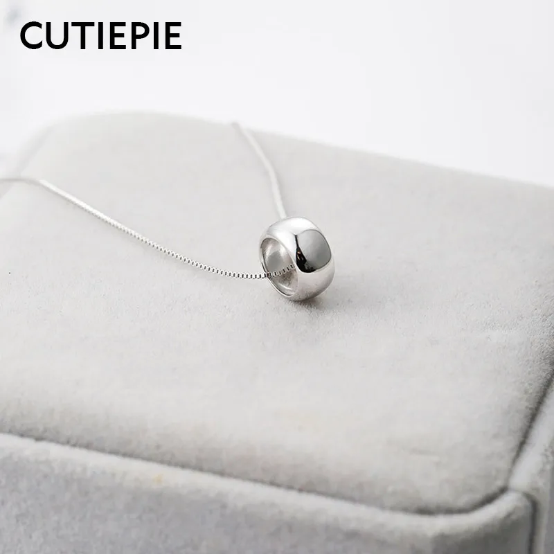 CUTIEPIE Новый настоящий 925 пробы Серебряный счастливый круг ожерелье s для женщин