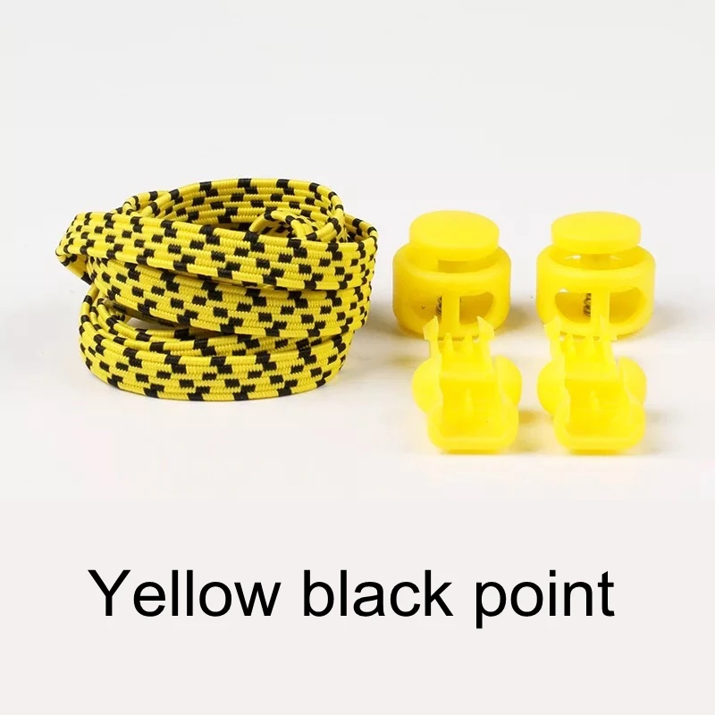 Yellow black point 1 пара не завязывать шнурки эластичные шнурки для детей и взрослых быстрый кроссовки шнурки Растяжка блокировки шнурки плоским lacets корзины 17 цветов - Цвет: Yellow black point