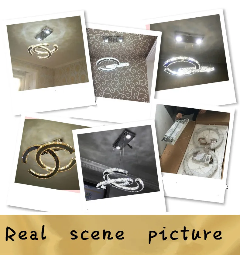 Из нержавеющей стали Кристалл светодиодный Ресторан подвесные светильники