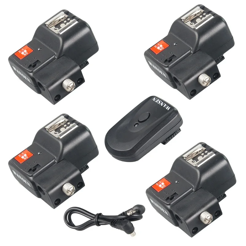 Wansen PT-04NE 4 канала Радио беспроводной Speedlite вспышка триггер с держателем зонта для Canon Nikon Pentax Olympus - Цвет: with 4 receivers