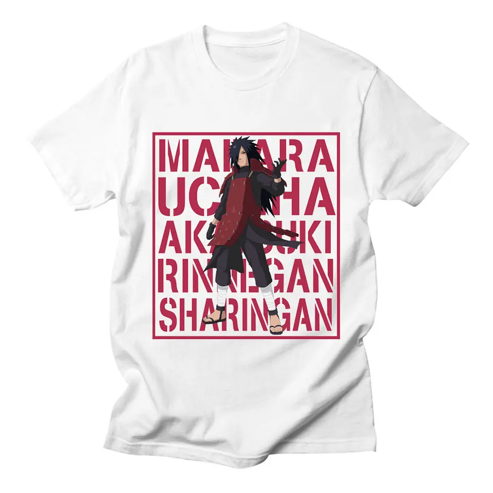 Футболка с Наруто для мужчин хлопок Косплей Костюм Наруто Madara Obito аниме повседневные топы уличного стиля Белый Летний стиль Харадзюку футболка Homme 3XL - Цвет: white