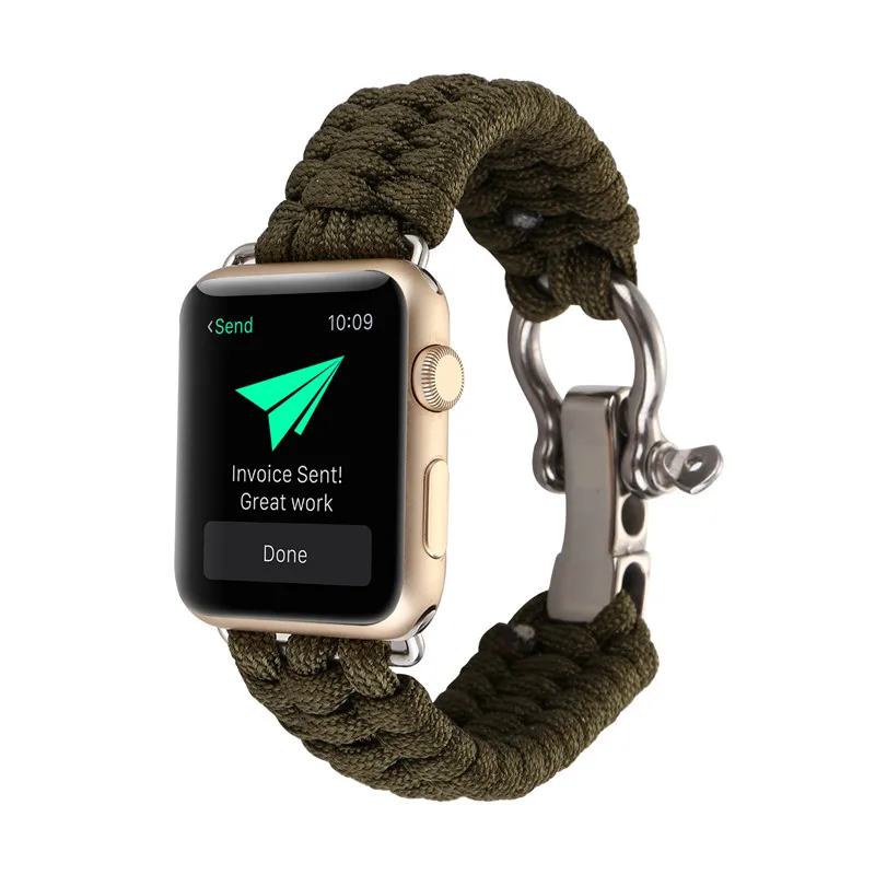 Спорт на открытом воздухе ремешок для Apple Watch Band 42 мм 38 мм веревка для выживания металлический болт застежка браслет для iWatch серии 4/3/2/1 - Цвет: Color E