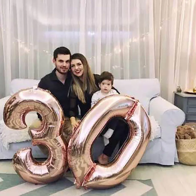 2 шт 32 или 40 дюймов с днем рождения 30 фольги Воздушные шары Розовый Синий Золотой номер 30 лет вечерние украшения мужские аксессуары для девушки