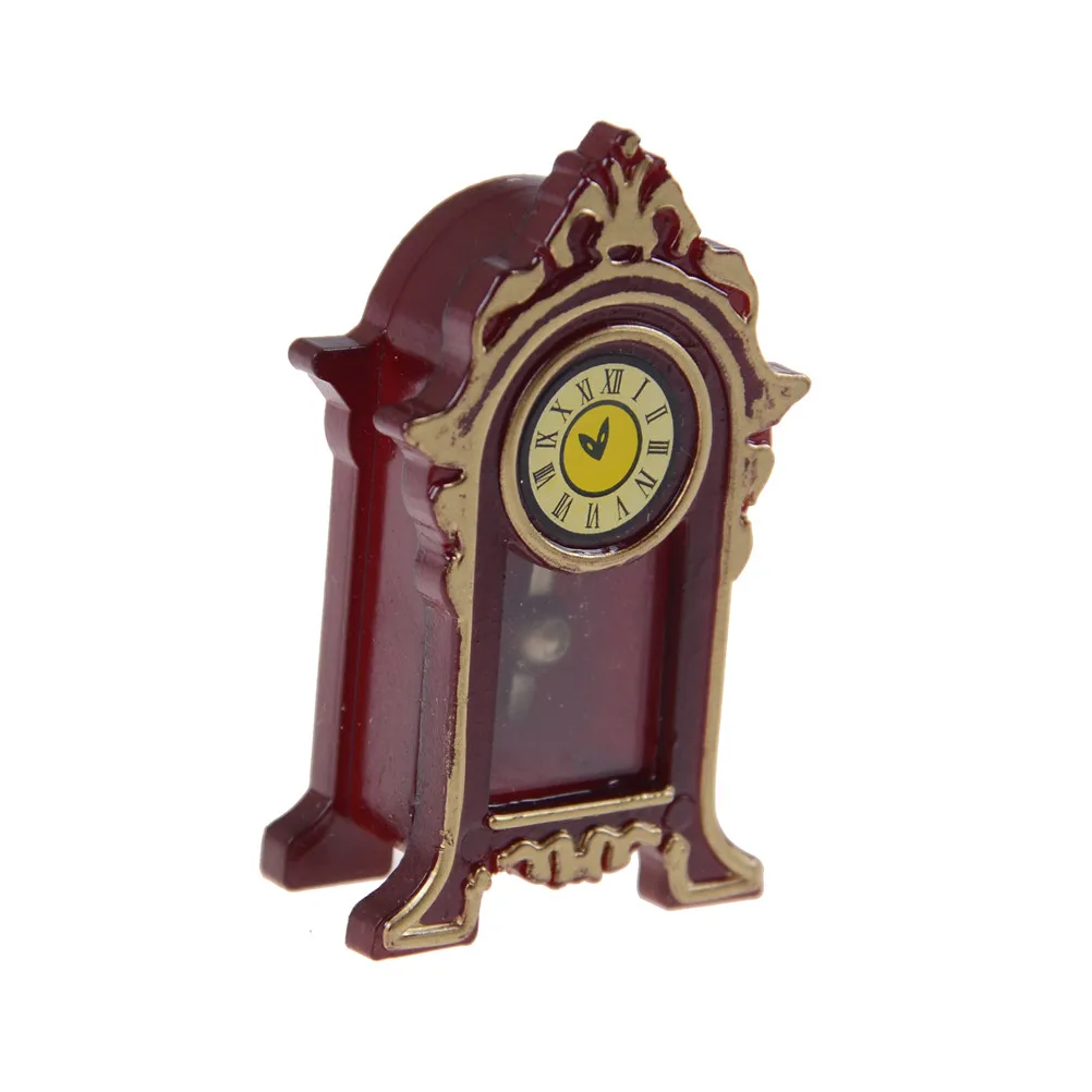 New 1:12 Dollhouse Miniature Wooden Classical Desk Clock Classic Toys Pretend Play Furniture Doll House Decoration | Игрушки и хобби