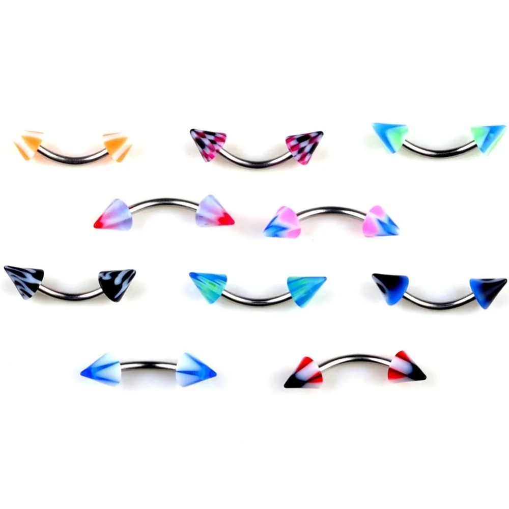 20 шт./лот смешанный акриловый барбель из нержавеющей стали изогнутый для языка