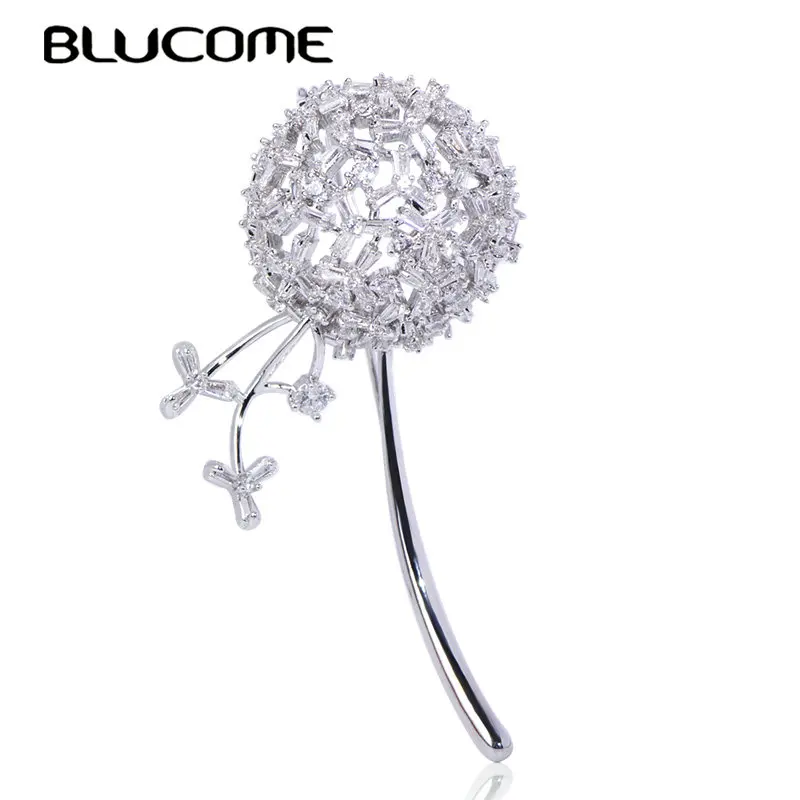 Blucome красивые броши в форме одуванчика медь, кубический цирконий ювелирные булавки для женщин девочек одежда шарф шляпа аксессуары Подарки