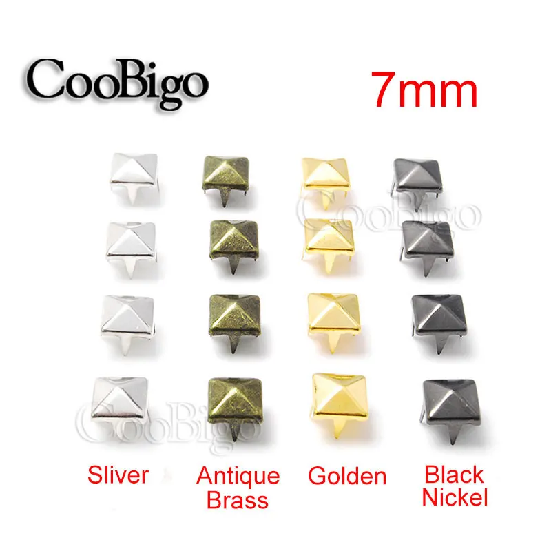 100 шт. 7 мм квадратные пирамиды штифты заклепки четыре когтя металлические для