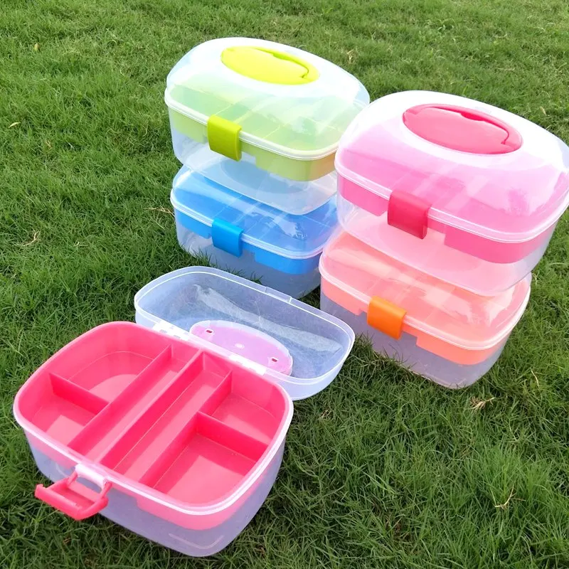 1 шт. 4 цвета Высокое качество двухслойный пластиковый ящик для хранения