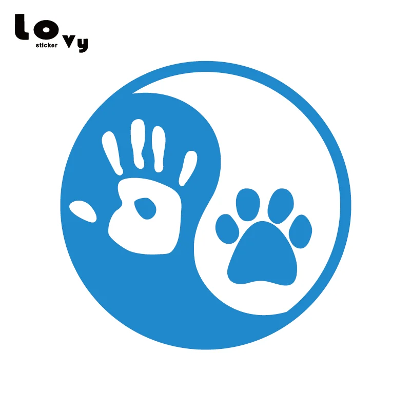Yin Yang человеческая ручная собачья лапа виниловая забавная наклейка для