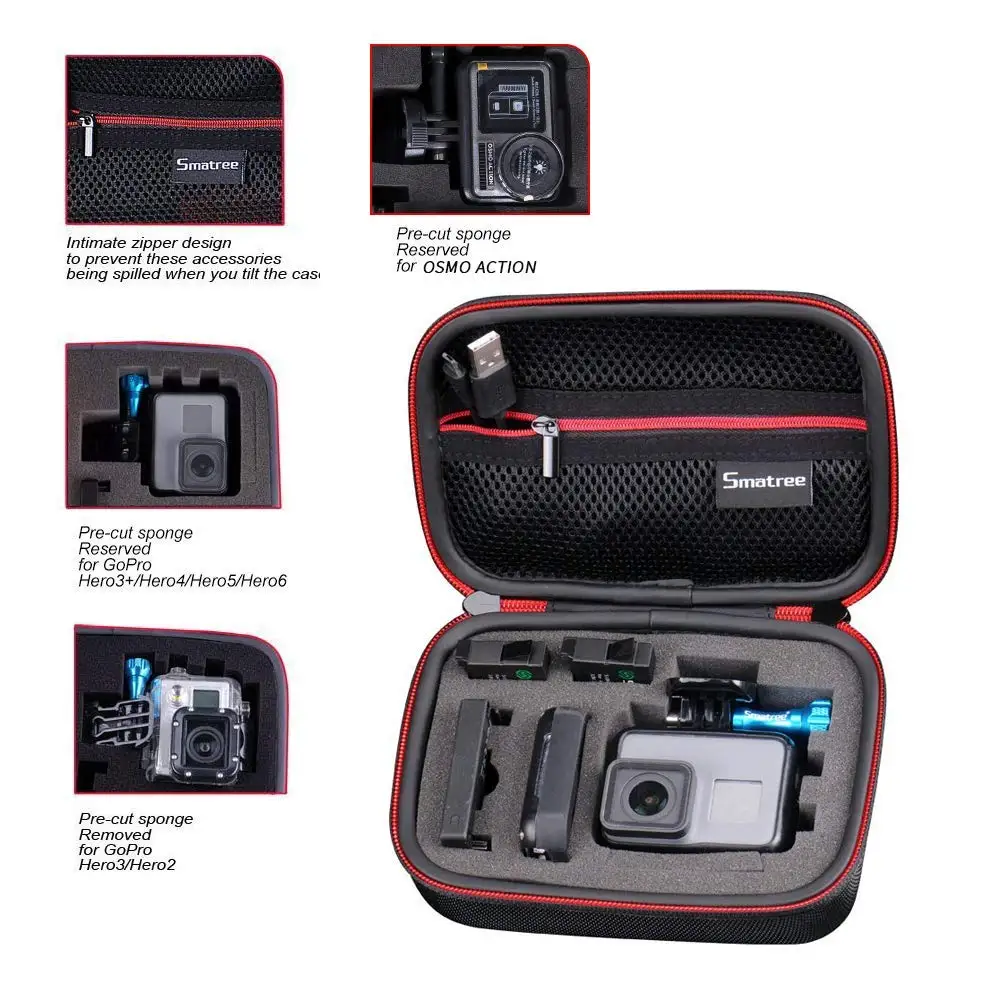 Чехол сумка Smatree для камеры DJI OSmo Action Gopro Hero 7/6/5/4/3 +/3/2/1/SJCAM sj4000/Пряжка камеры|Чехлы