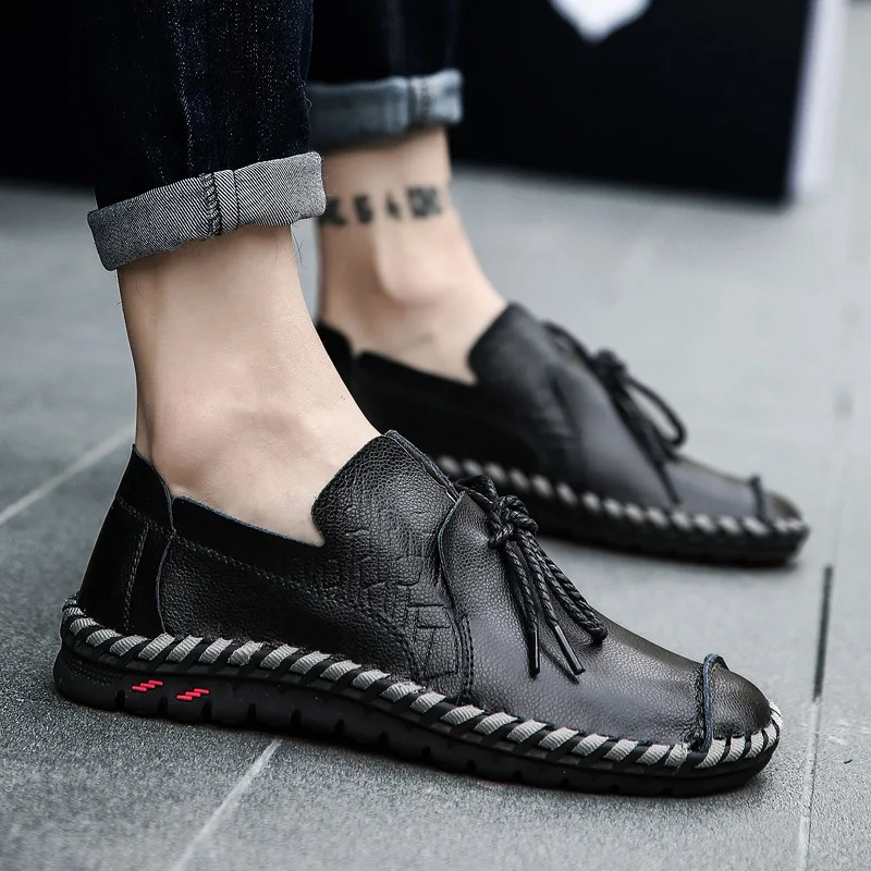 2018 г. Весенние мужские туфли из натуральной кожи в деловом стиле элегантные
