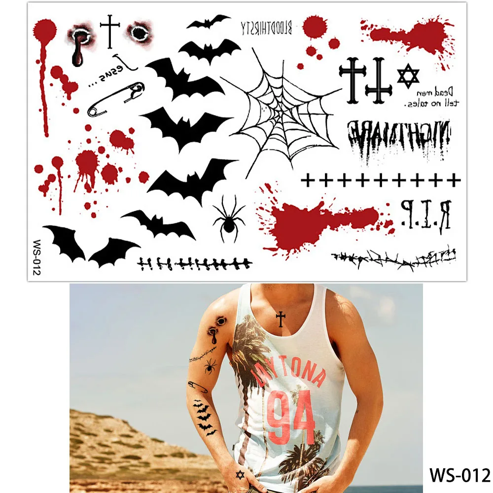 Яркие 4 вида конструкций 1 лист для Хэллоуина вечеринки татуировки в виде тыквы