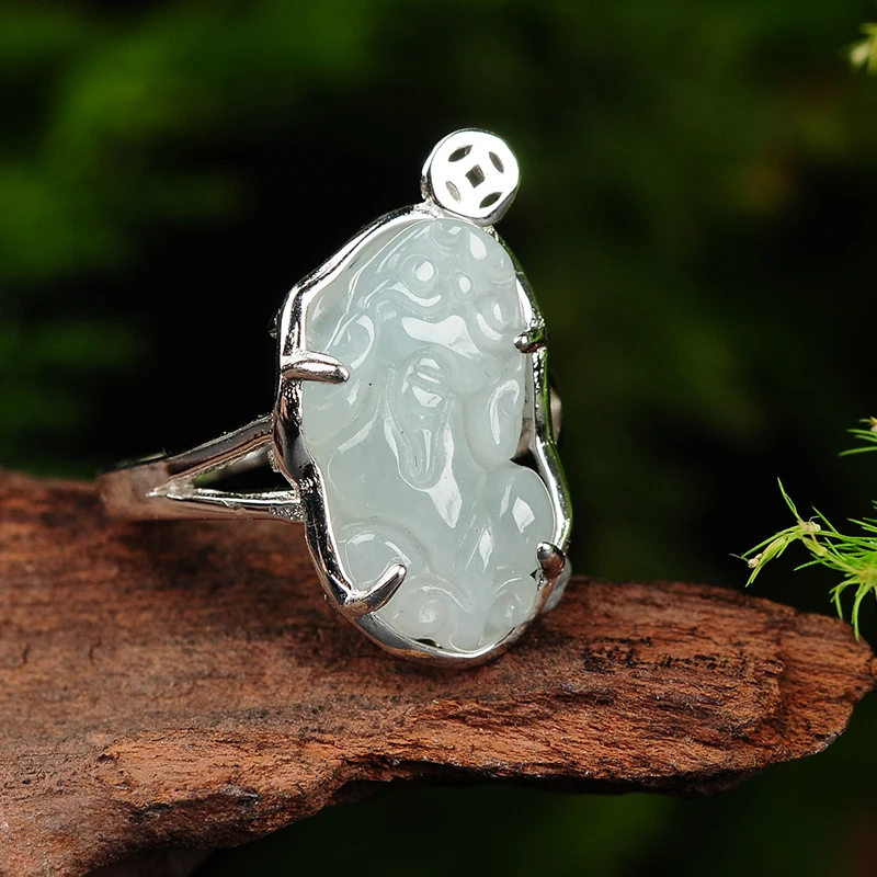 Серебро 925 пробы инкрустированные натуральным карго изумрудом смелые Кольца Из