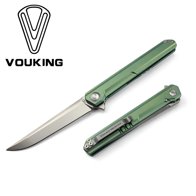 Green Satin Ваучинг TS06 Флиппер складной нож KVT шарикоподшипник D2 лезвие титановая ручка Кемпинг Охота Открытый выживания Ножи EDC инструменты - Цвет: Green Satin