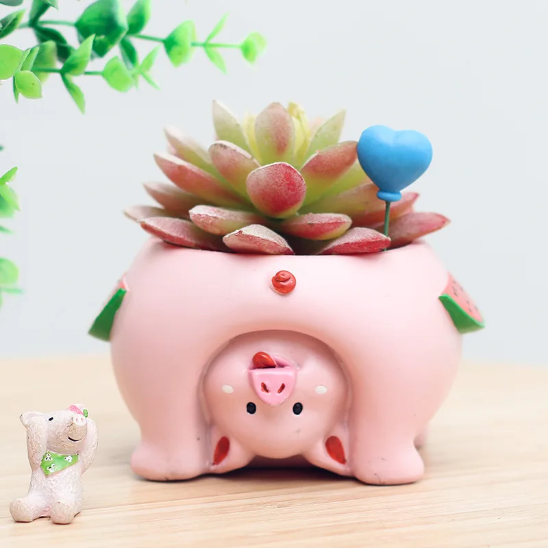 Вверх дном животное из смолы кашпо для суккулентов Kawaii милые мини-горшки цветов