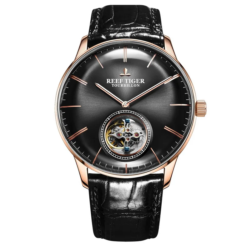 Мужские автоматические механические наручные часы Reef Tiger RGA1930 с перфорацией и